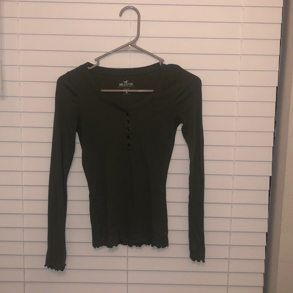 XXS Ribbed Olive Green Hollister Slim tee